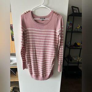 Stitch Fix Lety & Me Pink White Striped Patton Maternity Button Detail Sweater